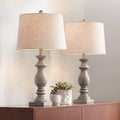 Regency Hill Patsy 26 1/2' Tall Candlestick Traditional Natural Cottage Core Table Lamps Set of 2 with Smart Sockets White-Washed Wood Finish Living Room Bedroom Bedside Nightstand House Office
