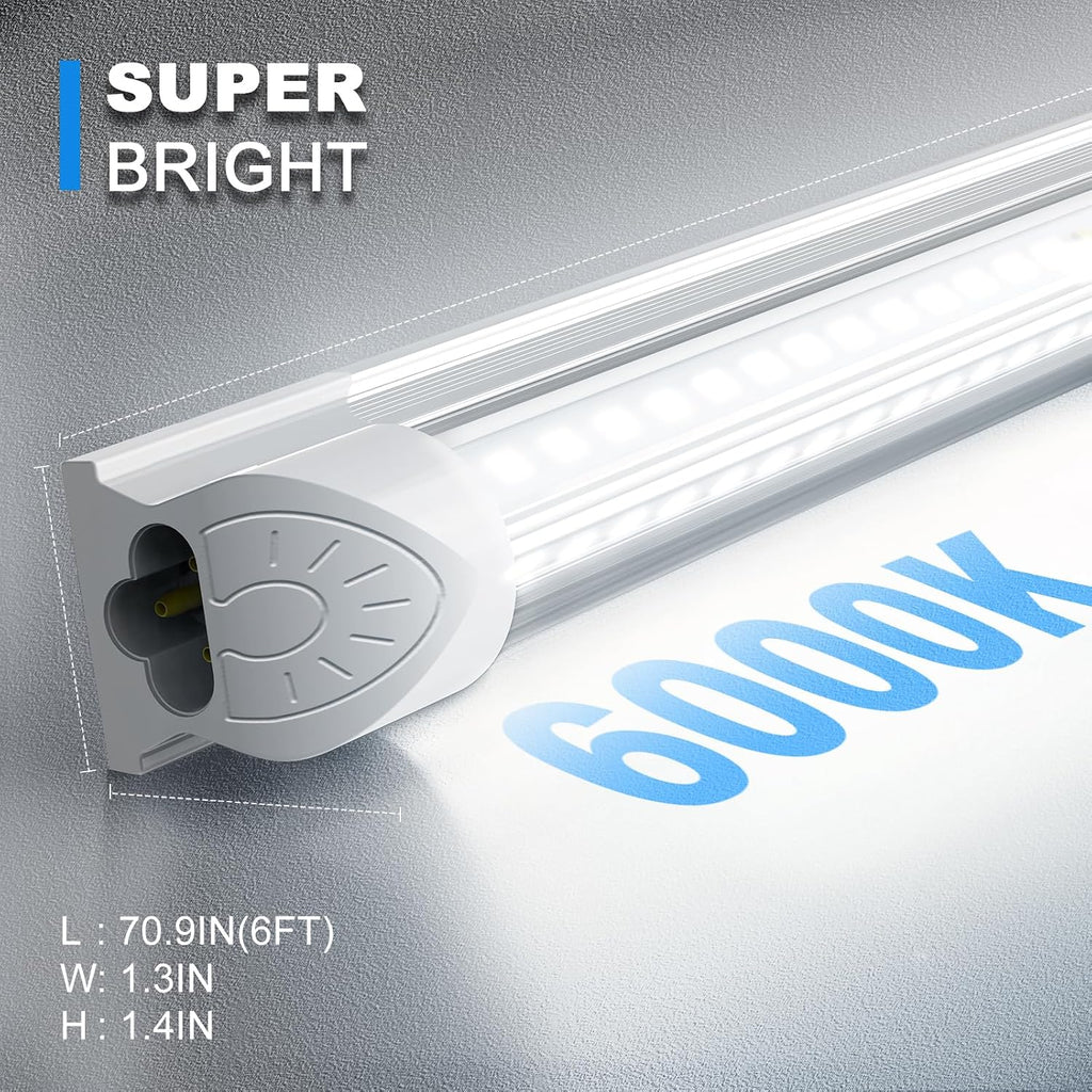 SHOPLED (25 Pack) 6FT LED Shop Light, 60W 8000LM 6000K Cool White, V Shape, Linkable Ceiling Lights T8 LED Tube Light Fixture, Shop Lights for Garage, Warehouse, Basement