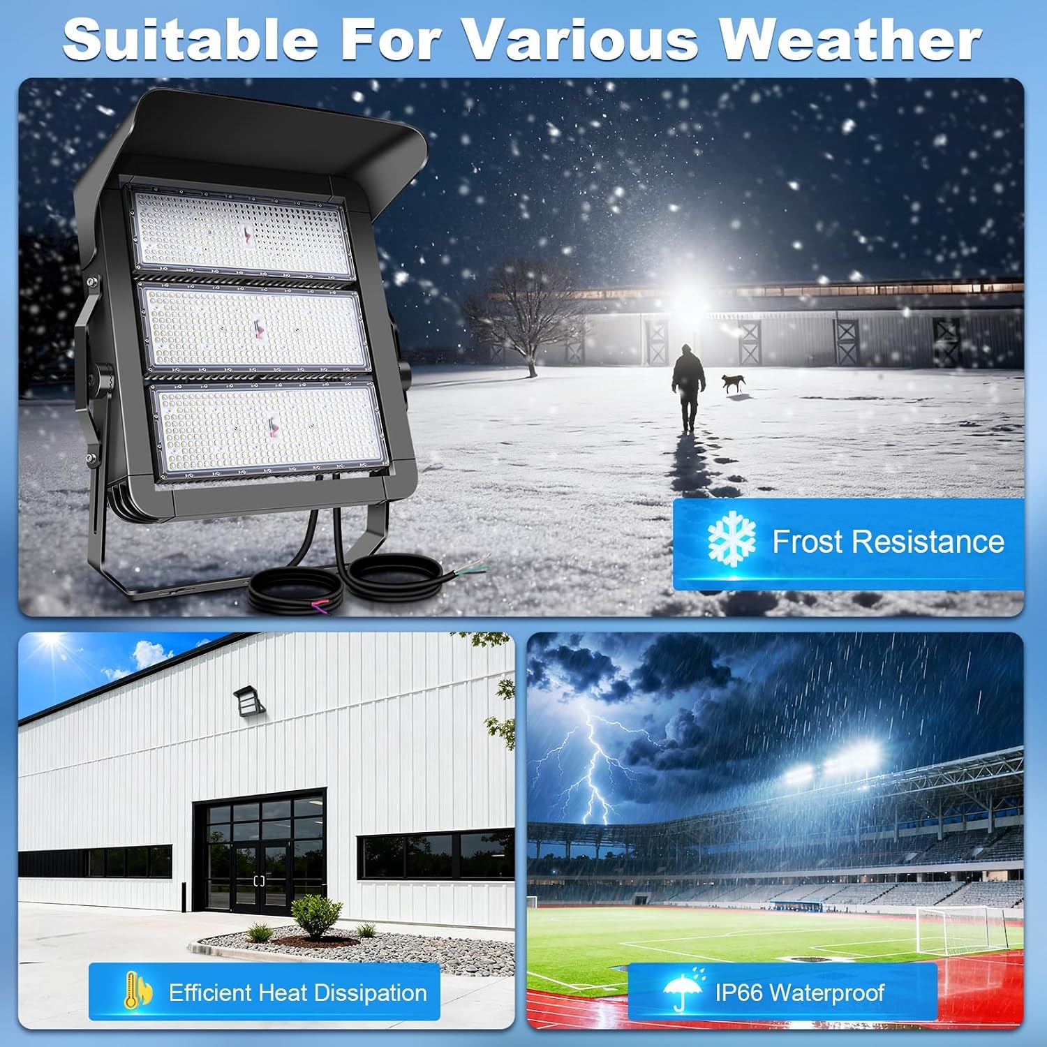 112500LM Led Stadium Light Dimmable 0-750w Super Bright Led Arena Flood Lights Outdoor 100-277v 5000k Yoke U Mount IP66 Waterproof Outside Wall Light Commercial for Square, Golf Court, Port