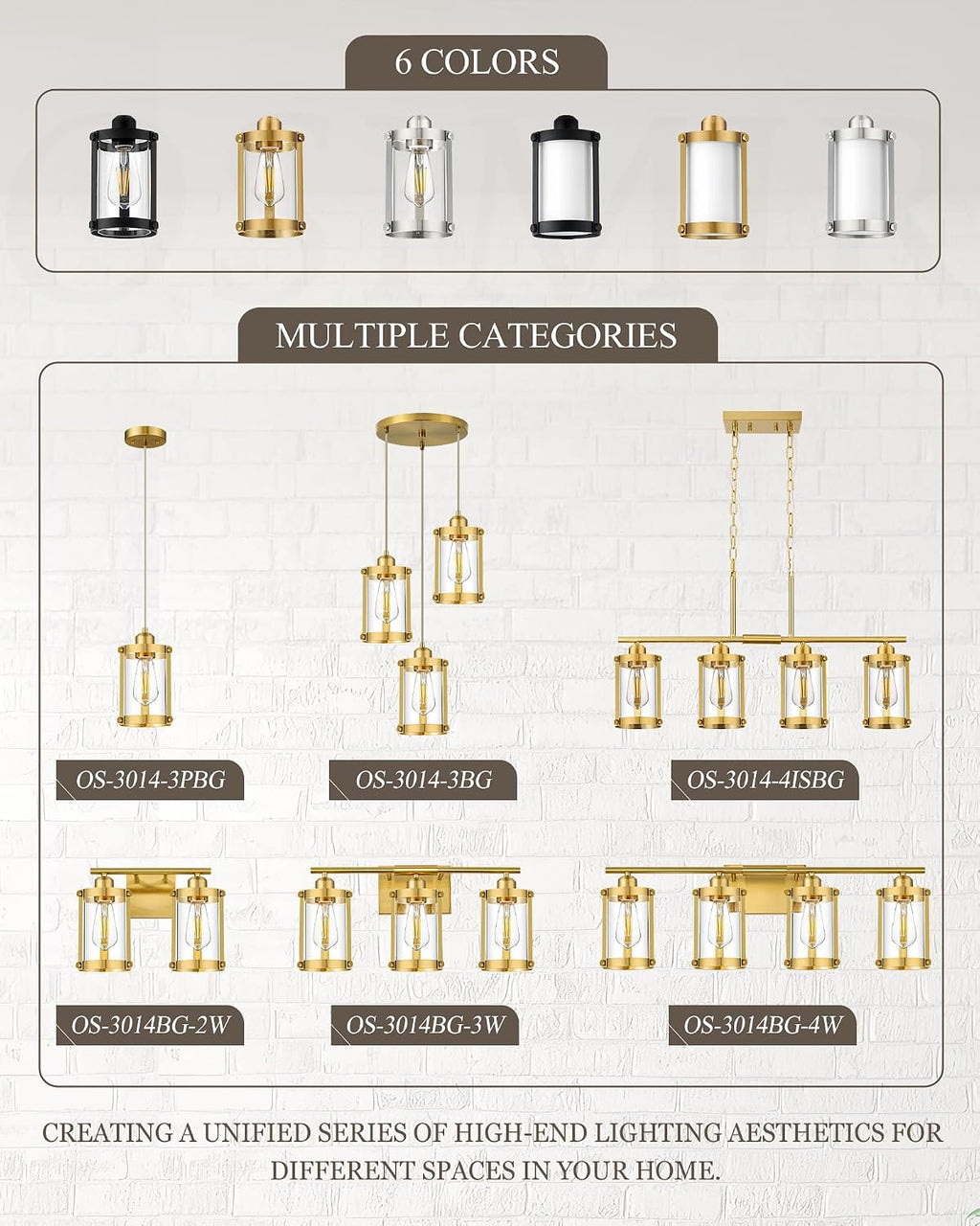 4-Light Brushed Gold Bathroom Light Fixtures with Clear Glass and Metal Cage, 29 Inch Modern Brass Vanity Lighting Over Mirror Wall Sconce Lights for Bath, E26, Rust-Proof, OS-3014BG-4W