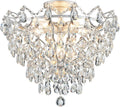 WUZUPS 6-Light Crystal Chandelier Ceiling Light Modern Lighting Fixture for Bedroom Hallway Bar Kitchen Bathroom, H 15.6' W 20.1', E12 Base, Silver