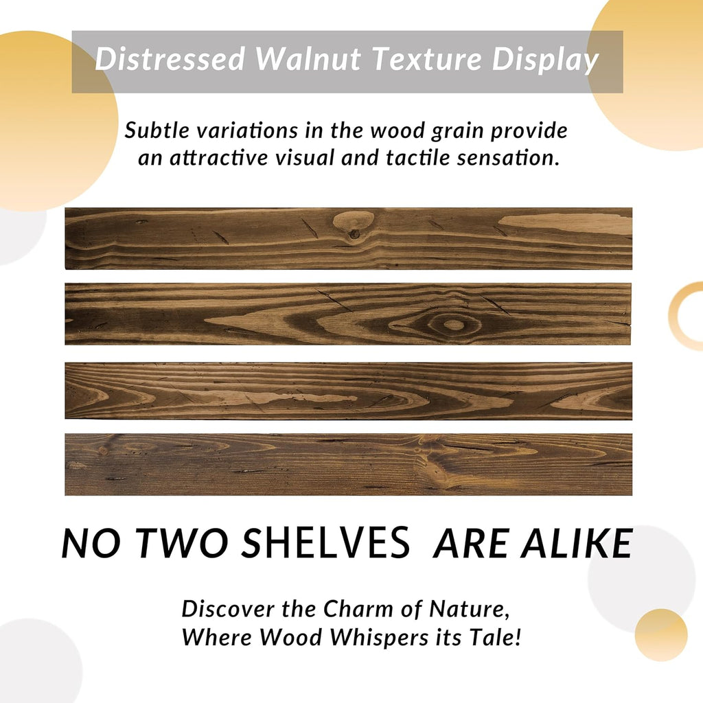 Floating Shelves 48 inch Long 8 'deep Set of 2, Heavy Duty Wood Wall Mounted Shelves for Bathroom Living Room Kitchen,Book Shelves with Thickened Hidden Bracket-Distressed Walnut