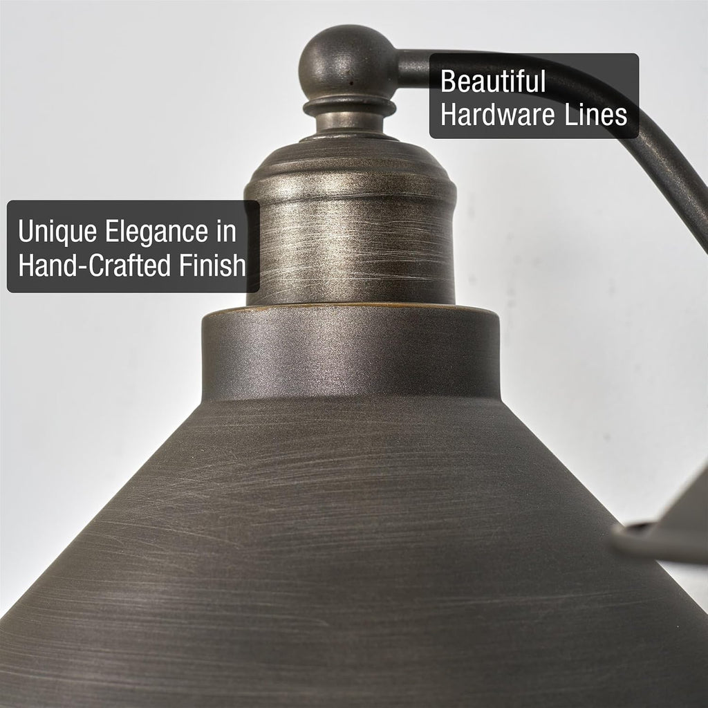 Kira Home Welton 25.5' 3-Light Modern Farmhouse Vanity Light with Funnel Shades, Industrial Dark Bronze Wall Sconce Bathroom Light, Brushed Dark Bronze Finish