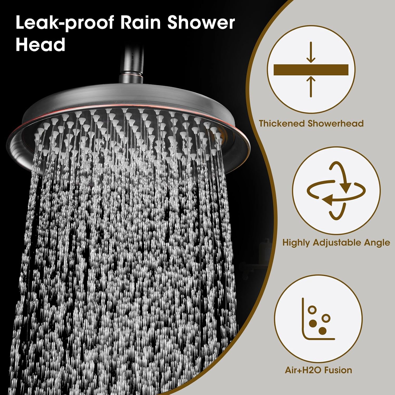 Rain Shower Head with Handheld Spray, Rainfall Shower System with Rough-in Valve, Shower Faucet Set, 9 Inch Luxury Shower Trim Kit Wall Mount, Oil Rubbed Bronze