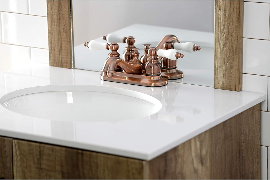 Kingston Brass KB606PL Restoration 4 in. Centerset Bathroom Faucet, Antique Copper