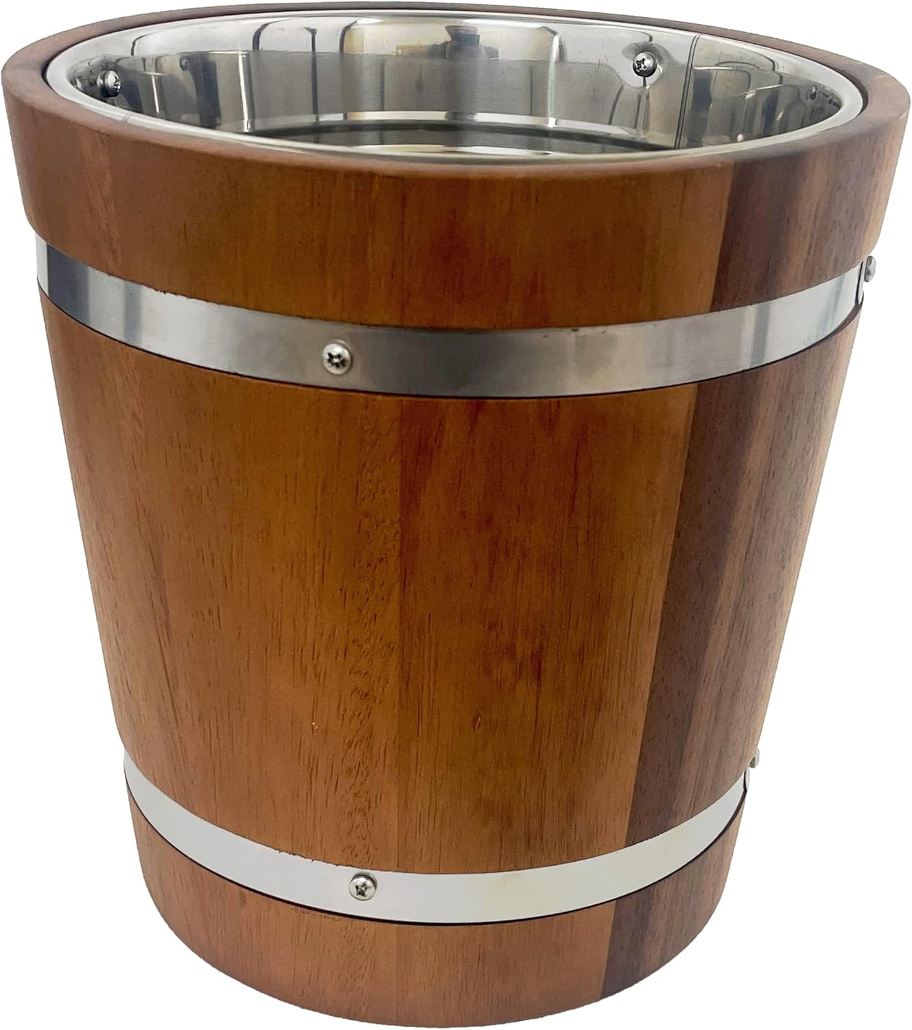 Woodard & Charles Acacia Wood Champagne Ice Bucket/Wine Chiller with Stainless Steel Liner, Great for Cocktail Bars or Parties, Barbecues, Indooor/Outdoor Use and More, 8.75' L x 9' H ★★Pack of 6★★