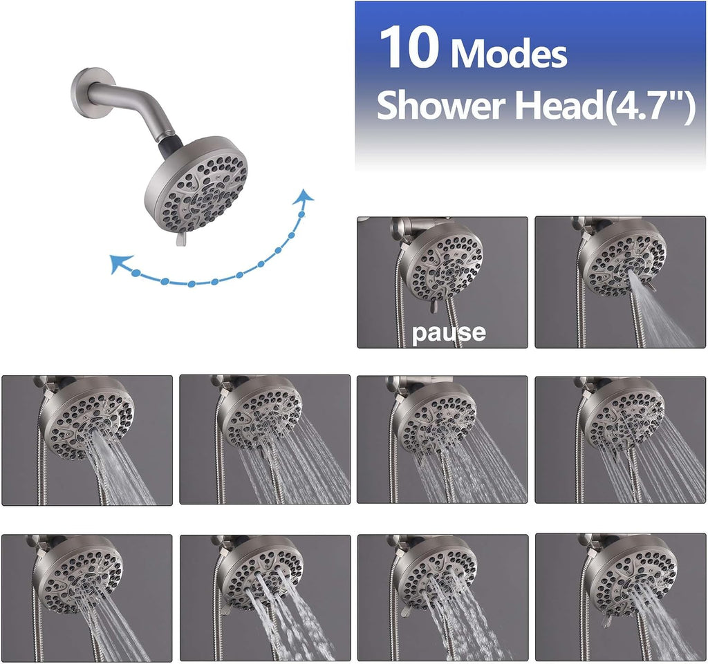 2 Handle Tub Shower Faucet Bathtub Shower Faucet Set Brushed Nickel, Tub and Shower Trim Kit Wall Mounted