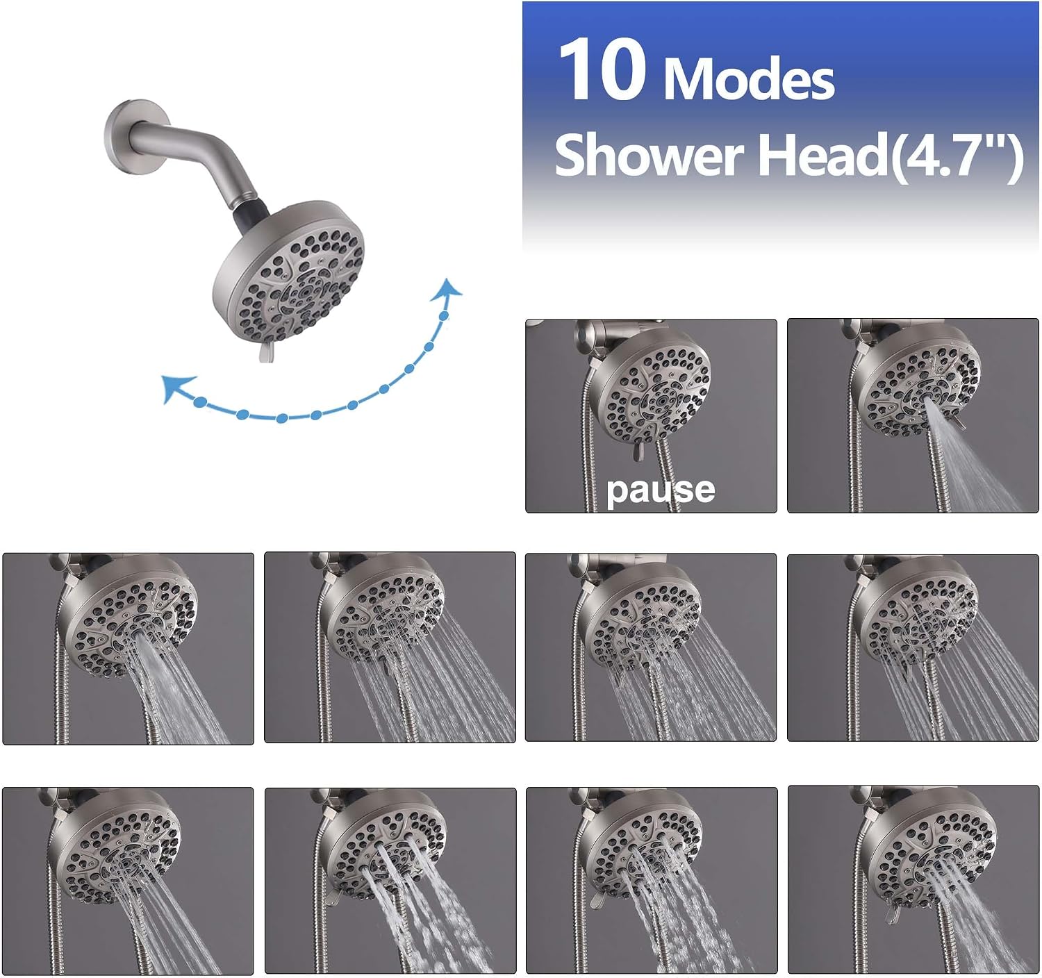 2 Handle Tub Shower Faucet Bathtub Shower Faucet Set Brushed Nickel, Tub and Shower Trim Kit Wall Mounted