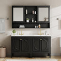 60 Inch Black Bathroom Vanity with Double Sink & Matching Medicine Cabinet with Mirrors Over Sink Combo Set,with Adjustable Shelves,Soft Closing Doors,Bottom Sliding Trays