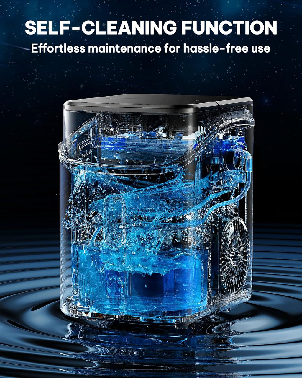 Silonn Nugget Ice Maker Countertop, Pebble Ice Makers with Crushed Soft Chewable Ice, 33lbs Per Day with Scoop, Pellet Portable Ice Machines with Auto-Cleaning for Home, Kitchen, Office, Black