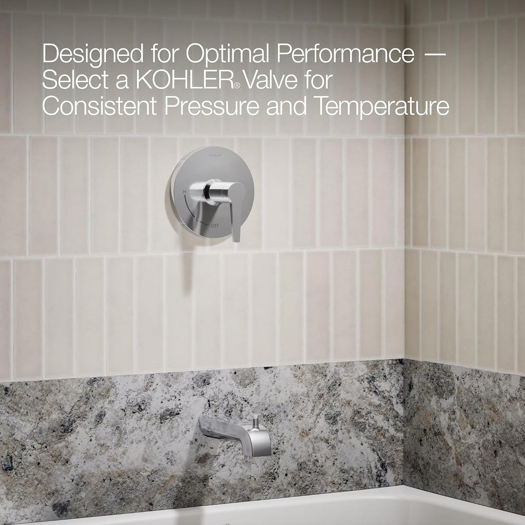 KOHLER K-TLS97074-4-BL Pitch Rite-Temp Bath And Shower Trim Set Less Showerhead, Includes Faceplate with Handle, Bath Spout, Shower Arm and Flange, Matte Black