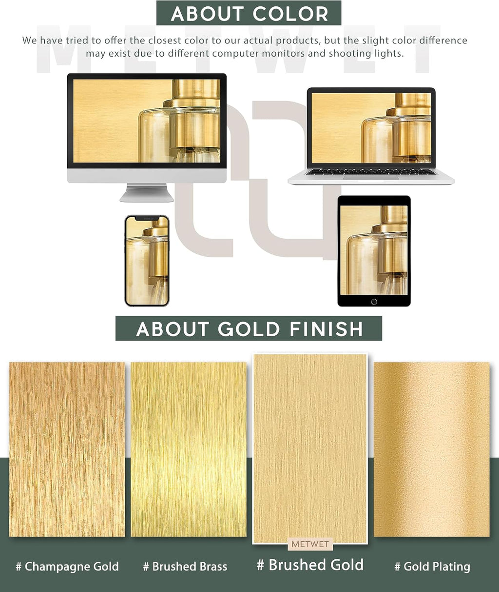 5-Light Bathroom Light Fixtures, 30 Inch Brushed Gold Vanity Light with Cylinder Clear Glass Shade, Modern Vanity Lighting Fixtures Over Mirror, VL143-BG-5