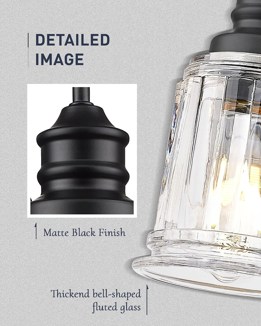 HWH 4-Light Bathroom Vanity Light, Wall Light Sconces for Bathroom, Dressing Table, Black Bathroom Mirror Wall Light with Bell-Shaped Clear Glass, Matte Black Finish, 5HZG106B-4W BK