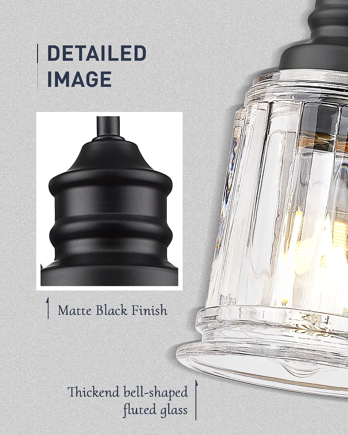 HWH 4-Light Bathroom Vanity Light, Wall Light Sconces for Bathroom, Dressing Table, Black Bathroom Mirror Wall Light with Bell-Shaped Clear Glass, Matte Black Finish, 5HZG106B-4W BK