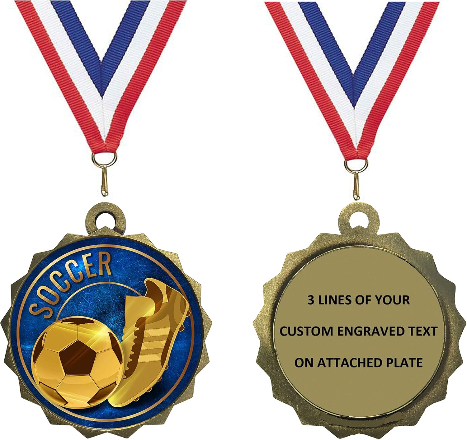 Express Medals 1 to 50 Packs Engraved Personalized Custom 2.25 Inch Gold Silver Bronze Soccer Medals Trophy Award with Neck Ribbon Medal Trophies LAZD214EG46