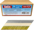 34-30 Degree Framing Nails 304 Stainless Steel D Head Smooth Shank Paper Tape Strip Nails for 30 to 34 degree Framing Nailer (3'-1000PCS)