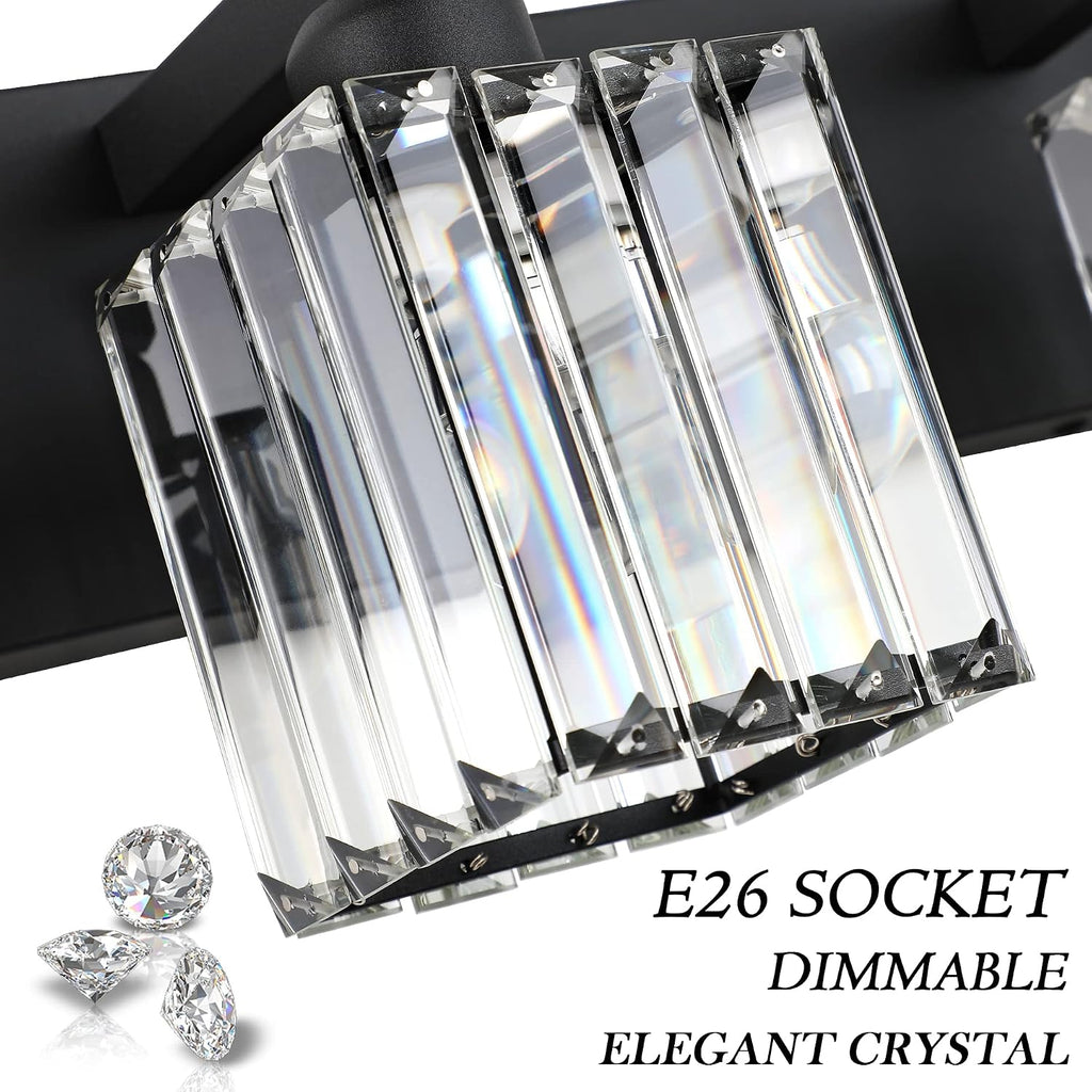 Aipsun Bathroom Vanity Light Black Light Fixtures 5 Light Crystal Vanity Light Modern Bathroom Lighting (Exclude Bulb)