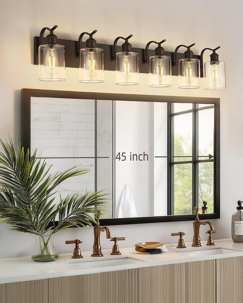 Bathroom Vanity Light Fixtures 6-Light Clear Glass Modern Wall Mounted Over Mirror Oil Rubbed Bronze - VL01ORB-6