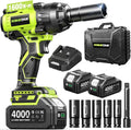Robustrue 1600N.m (1180ft-lbs) Cordless Impact Wrench, 1/2 High Torque Brushless Impact Gun, 2400RPM Power, 2 x 4.0Ah Batteries, Fast Charger, Impact Wrench for Heavy Duty Truck RV Mower