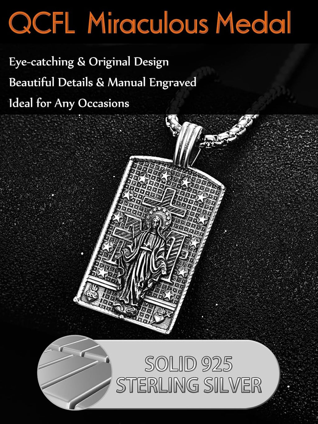 Fathers Day Necklace Saint Medal Sterling Silver Men's Necklaces Pendant St Gerard Dog Tag Catholic Religious Guardian Angel Protection Necklaces Waterproof and Colorfast Suitable Dad Necklace Dad Gifts for Men