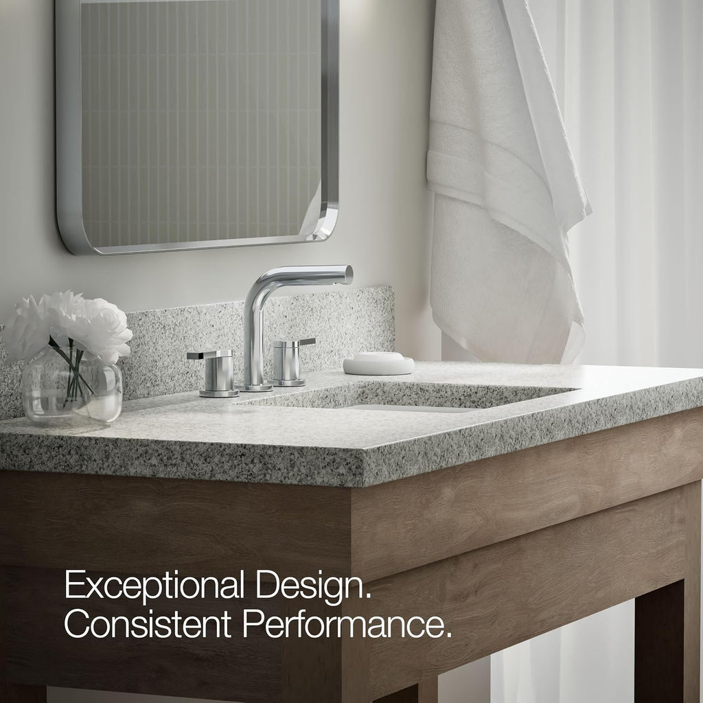 KOHLER K-33592-4K-CP Elate® Widespread Bathroom Sink Faucet, Durable Brass Bathroom Faucets, Sleek Finish, 1.0 GPM, Polished Chrome