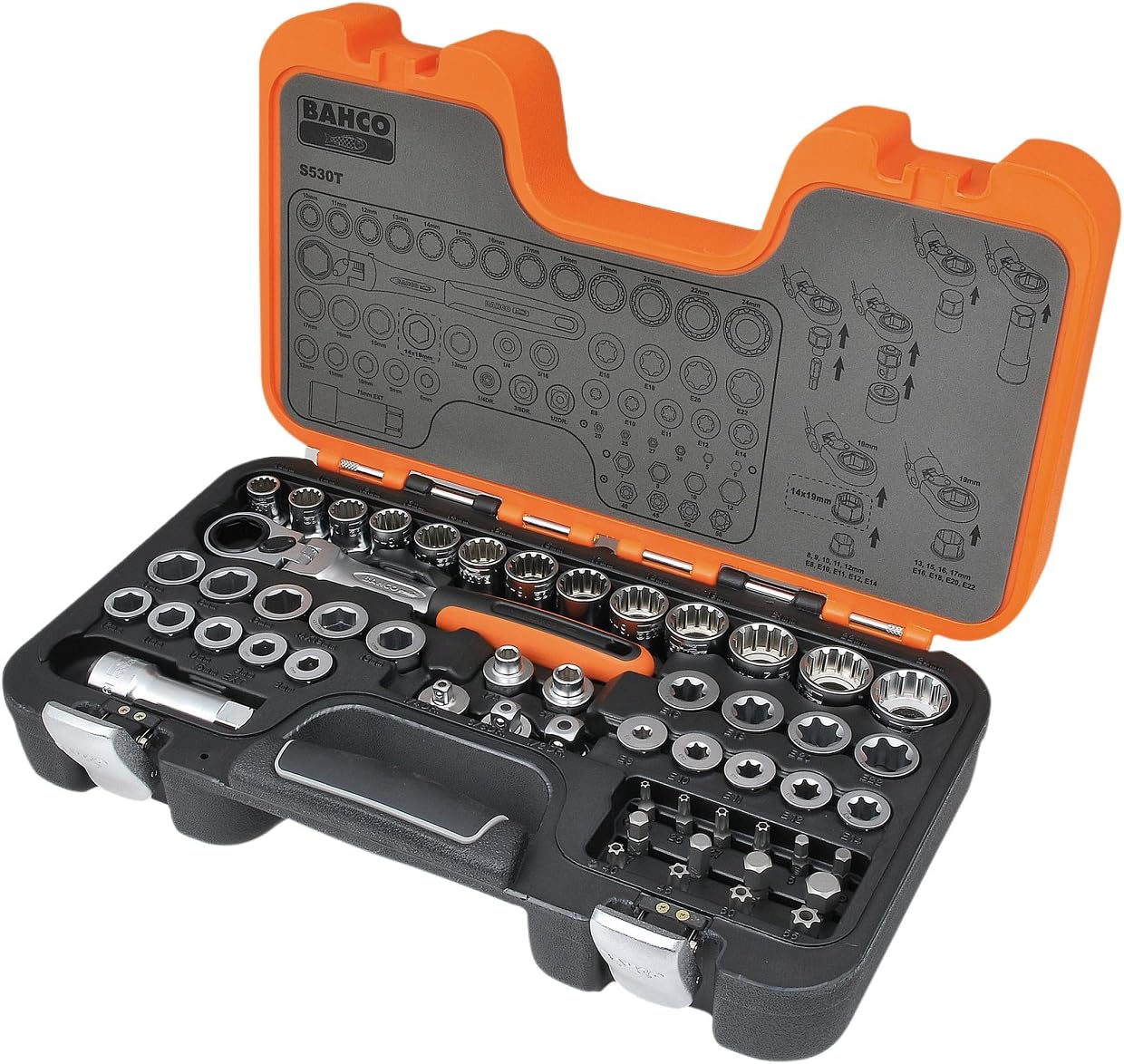 Bahco - S530T Pass-Through Socket Set of 53 Metric 1/2in D