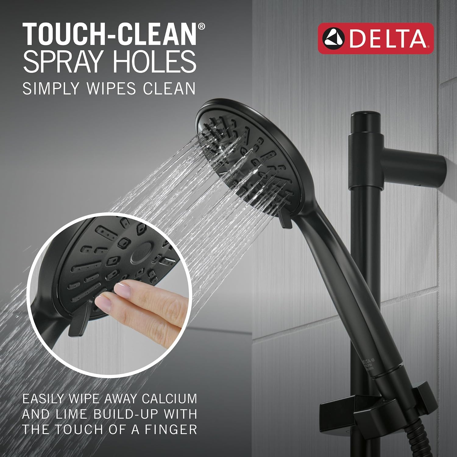 Delta Faucet Slide Bar Hand Held Shower with Hose, Black Handheld Shower Head, Slide Bar Hand Shower, Handheld Shower, Detachable Shower Head, Matte Black 51361-BL