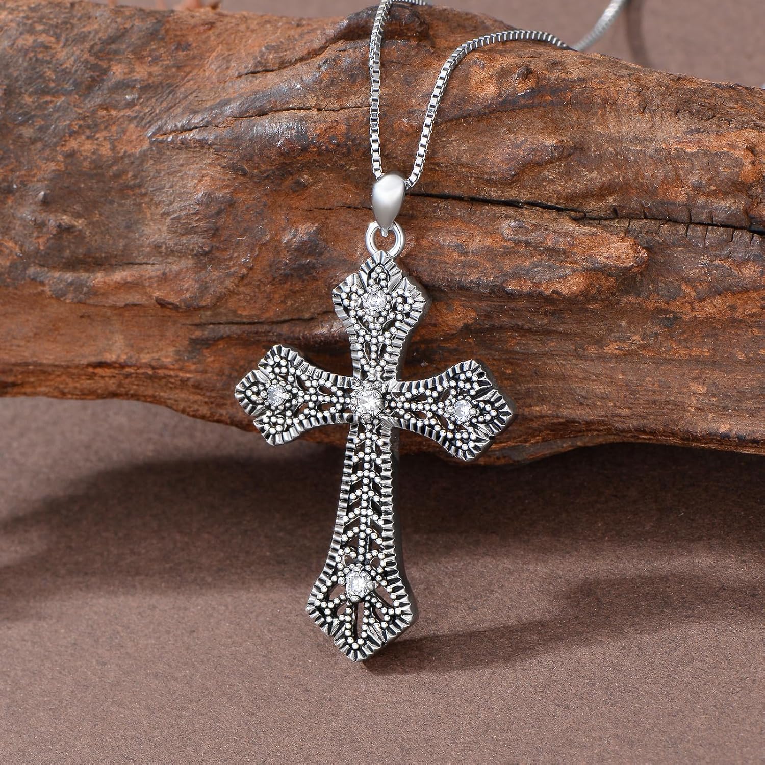 Real Sterling Silver Religious Necklace for Women, s925 Silver Cross Necklace Christian Religion Jewelry for Confirmation Baptism Ladies Mom, 18+2'