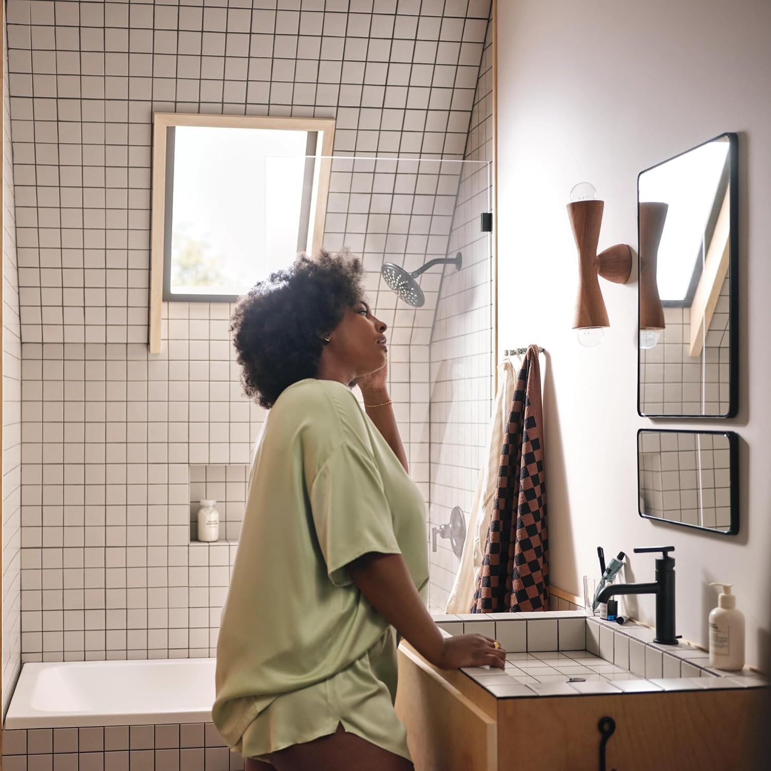 Moen Gibson Posi-Temp Pressure Balancing Modern Shower Trim with 8-Inch Eco-Performance Rainshower Head, Valve Required, Matte Black, T3002EPBL