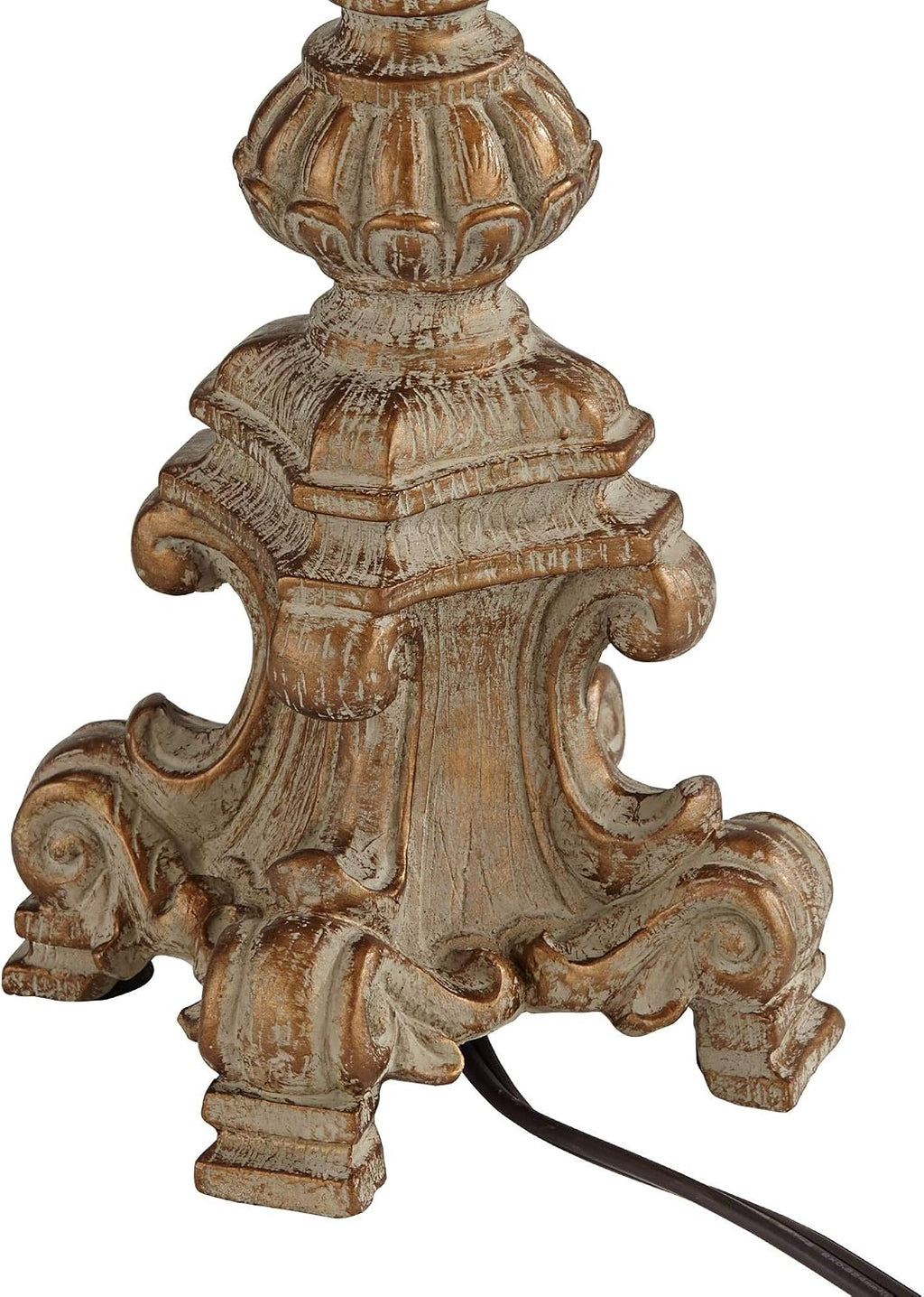Regency Hill Elize Shabby Chic 3-Way Table Lamps 26.5' High Set of 2 with Table Top Dimmers White Washed Candlestick Bell Shade Decor for Living Room Bedroom House Bedside Nightstand