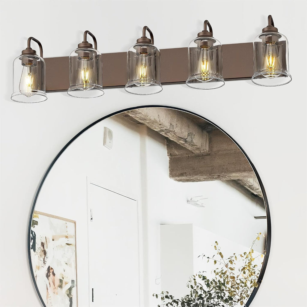 zeyu 5-Light Modern Vanity Light Fixture, 36' Bathroom Light Fixtures Wall Mount with Clear Glass, Oil Rubbed Bronze Finish, ZSL72B-5W ORB