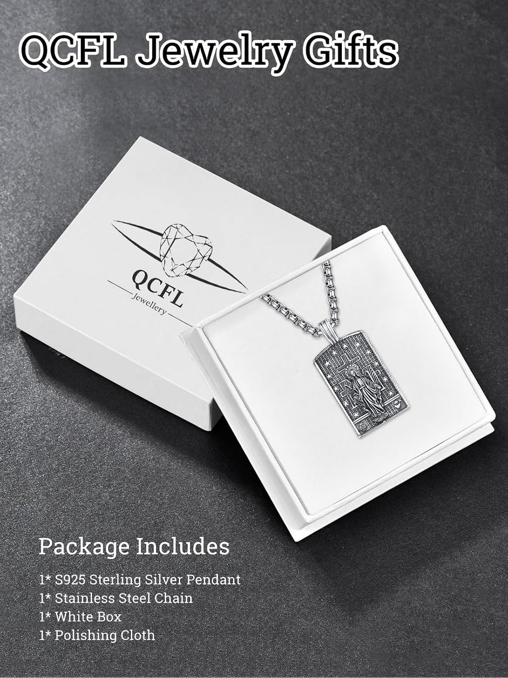 Fathers Day Necklace Saint Medal Sterling Silver Men's Necklaces Pendant St Gerard Dog Tag Catholic Religious Guardian Angel Protection Necklaces Waterproof and Colorfast Suitable Dad Necklace Dad Gifts for Men