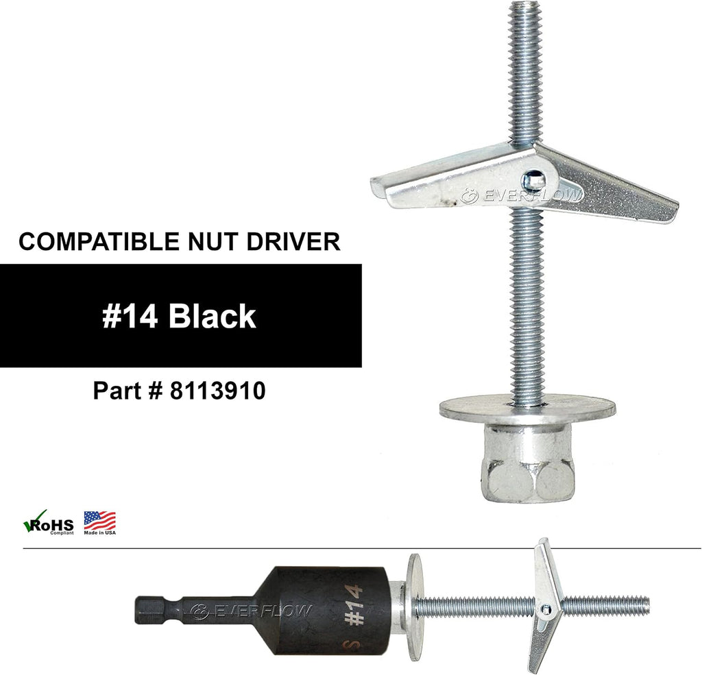 Everflow Sammys 8064925-50 SST 30 3/8 Inch Screw Vertically Threaded Rod Anchor Designed for Drywall or Prestressed Concrete, Steel, Zinc, Corrosion Resistance, 1/4 x 3 Inch Screw Length (Pack of 50)