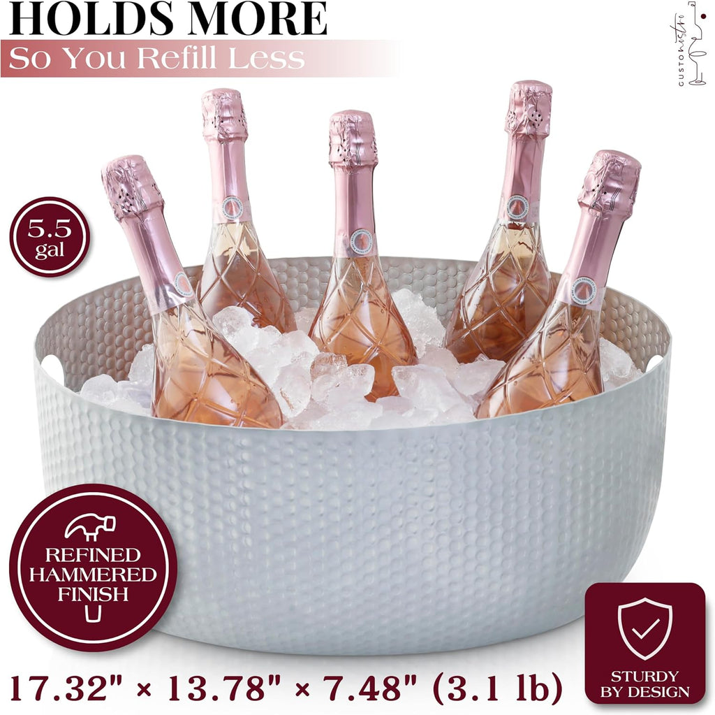 Gusto Nostro Large Beverage Tub for Parties - Metal Tub for Wine Bottles,Champagne,Beers - High Capacity Ice Bucket for Drinks - Extra Large Ice Buckets for Parties (22 qt) Outdoor Party Drink Bucket