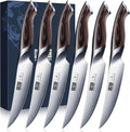 HOSHANHO Steak Knives Set of 6, Ultra Sharp 4.5 Inch Professional Non Serrated Steak Knife Set, Japanese High Carbon Steel Kitchen Steak Knives with Ergonomic Handle