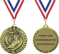 Express Medals Personalized Track Gold Medal with Red White & Blue Neck Ribbon Award Trophy WAM9