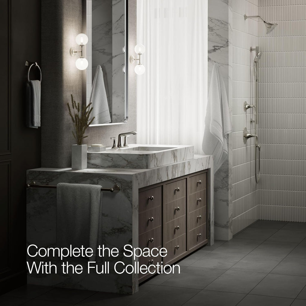 Kohler K-22020-4-SN Kohler K-22020-4 Tempered 1.2 GPM Widespread Bathroom Faucet with UltraGlide and Pop-Up Drain Assembly
