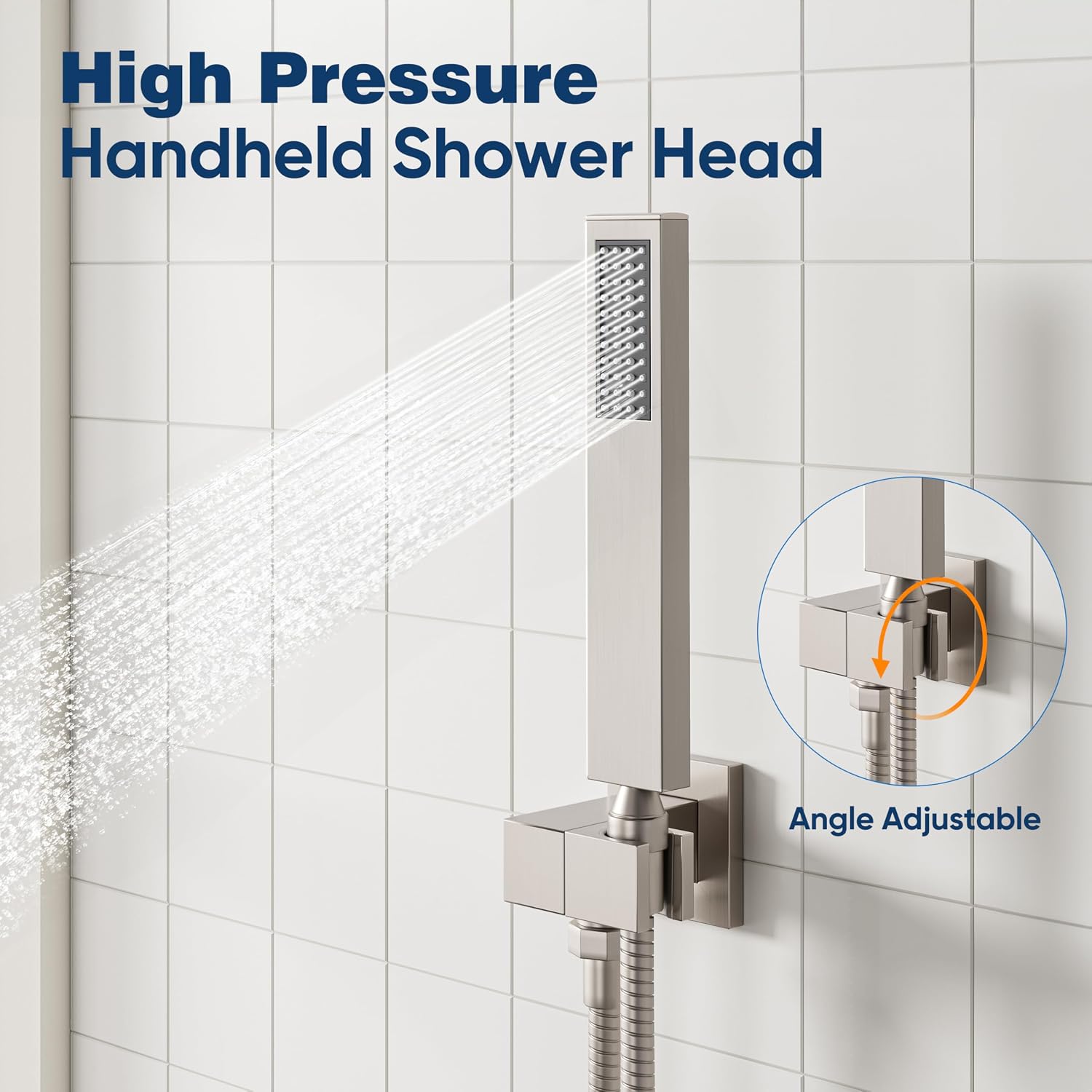 ESNBIA Shower System, 12 Inches Pressure Balance Shower Faucet Set, Rain Shower Heads with Handheld Spray Combo, High Pressure Rainfall Shower Head System, Wall Mounted Shower Fixtures, Brushed Nickel
