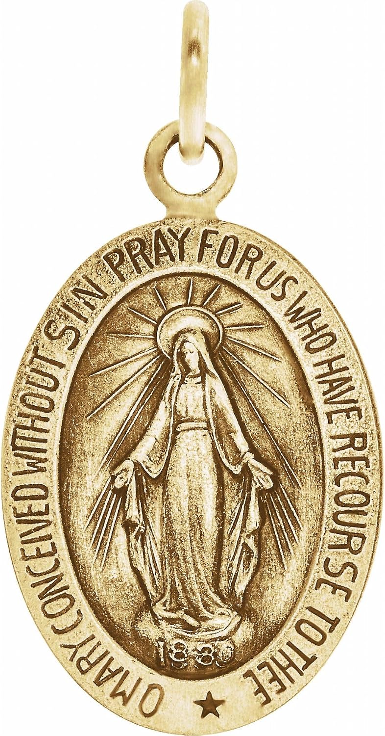 Bonyak Jewelry 14k Yellow Gold 15x11mm Oval Miraculous Medal Gorgeous