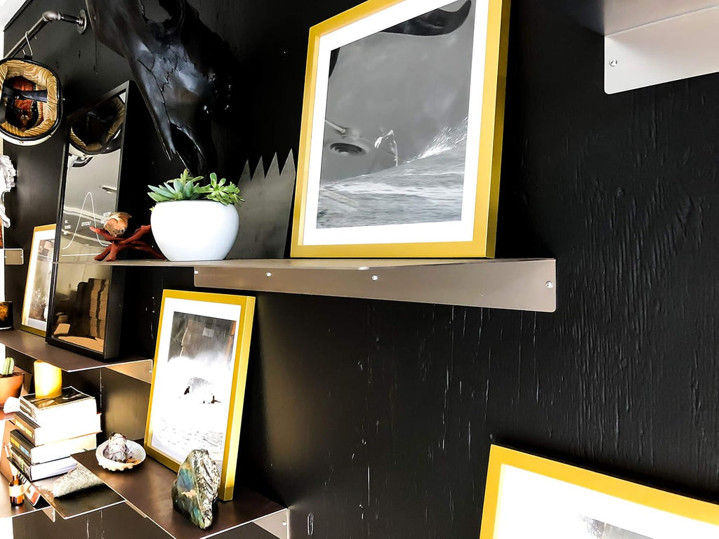 Linear Floating Shelf - Forged Raw Blackened Steel - Industrial Heavy Duty Metal Wall Mounted Modern Rustic Shelf - Made in The USA (36-inch x 12-inch)