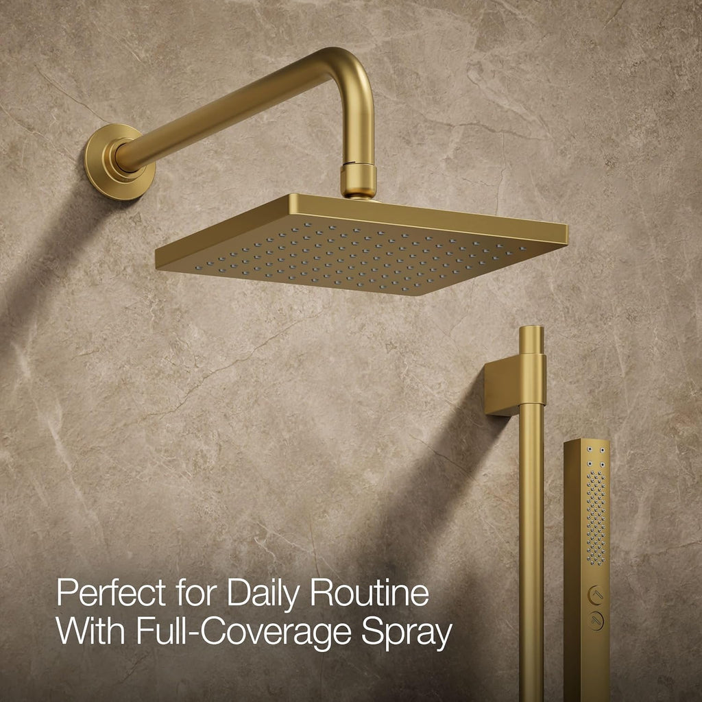 Kohler K-26273-Y-2MB Honesty Shower Kit with Showerhead, Handshower, and Trim, 2.5 gpm, Vibrant Brushed Moderne Brass