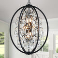 WUZUPS Globe Crystal Chandelier Raindrop Pendant Flushmount Ceiling Light Modern Lighting Fixture for Bedroom Hallway Bar Kitchen Bathroom, H 23.6' x W 19.7', Black, 8 E12 Base