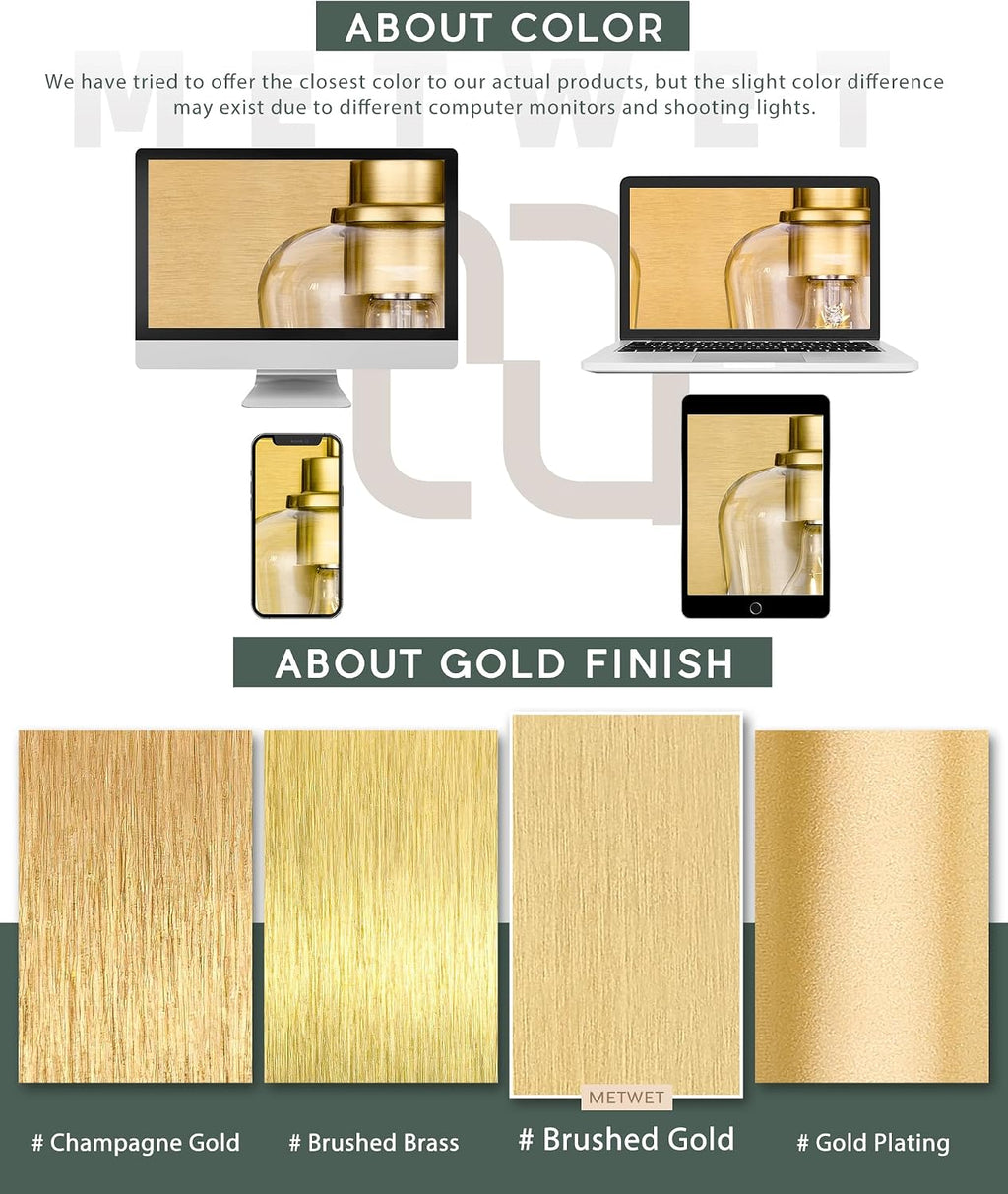 Bathroom Light Fixtures, 4-Light Modern Vanity Light with Clear Glass Wine Glass-Shaped Shade, Vanity Lighting Fixtures Over Mirror, Brushed Gold, VL155-BG-4