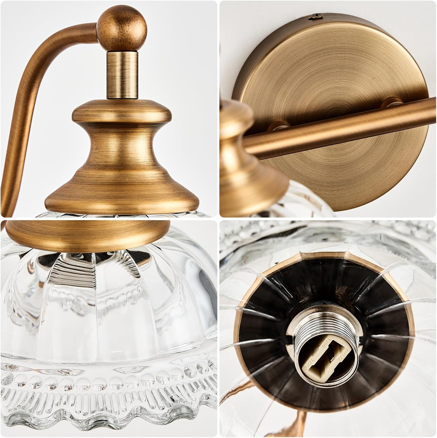 XIEDUN Bathroom Light Fixtures 4 Lights Vanity Lighting Fixtures Matte Brass Vintage Vanity Light Fixture Vanity Lights for Bathroom