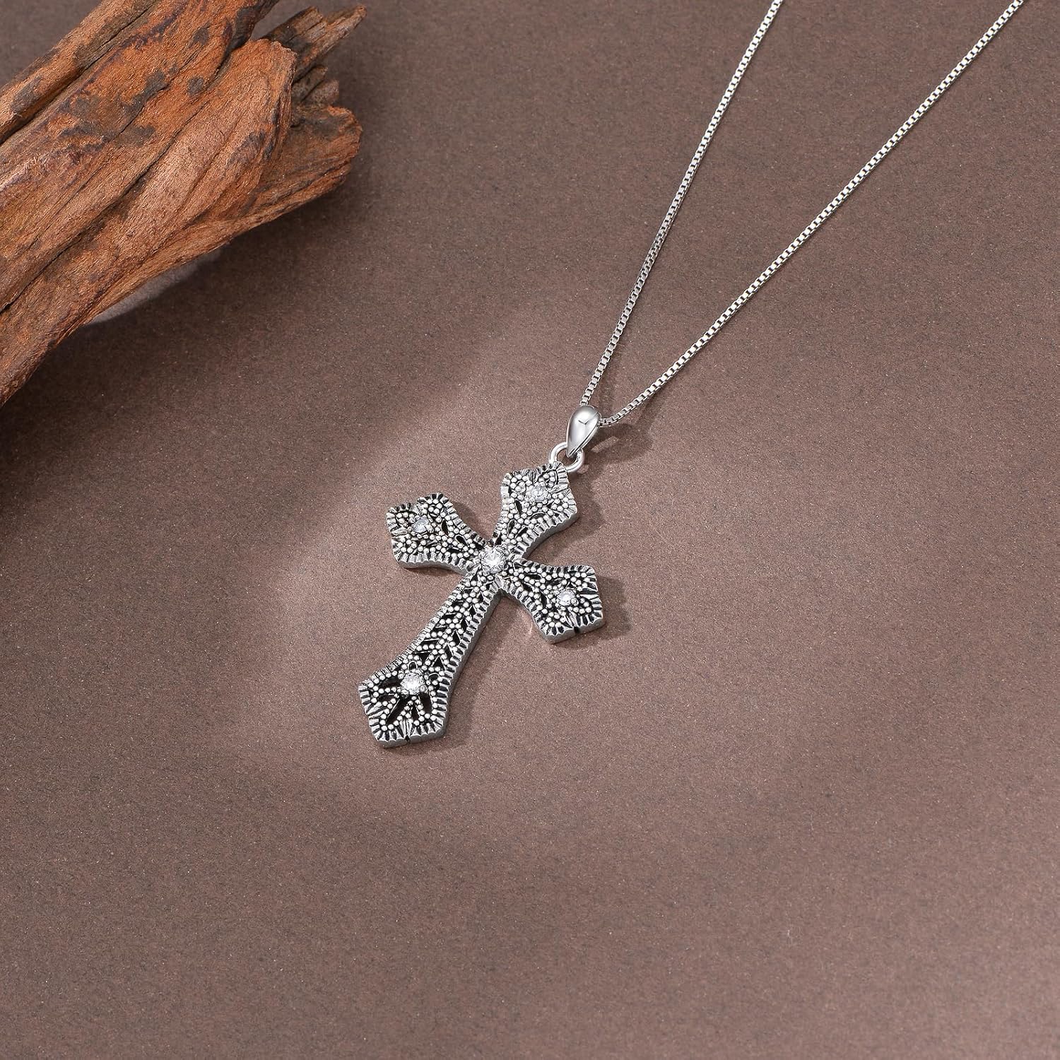 Real Sterling Silver Religious Necklace for Women, s925 Silver Cross Necklace Christian Religion Jewelry for Confirmation Baptism Ladies Mom, 18+2'