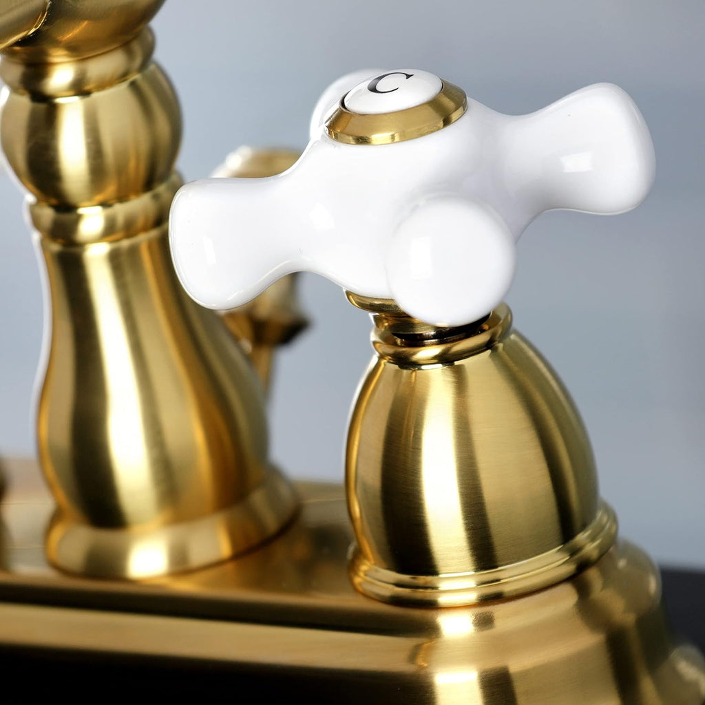 Kingston Brass KB1607PX 4 in. Centerset Bathroom Faucet, Brushed Brass
