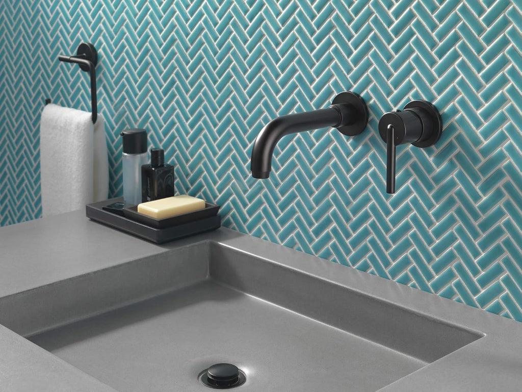 Delta Trinsic Wall Mount Bathroom Faucet 2 Hole, Matte Black Bathroom Sink Faucet for Vanity, Polished Nickel T3559LF-PNWL