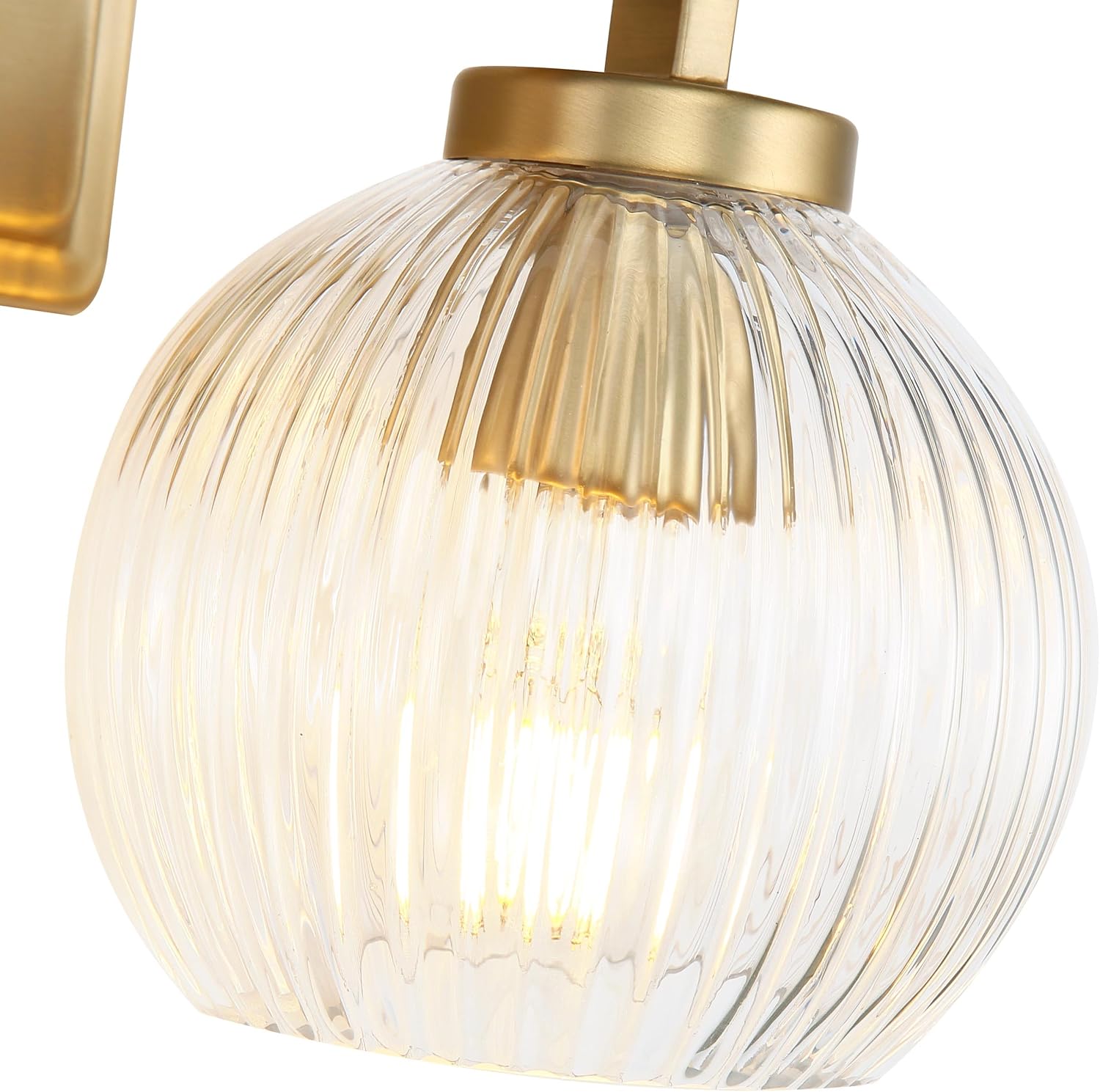 Elliott 2-Light Vanity Light in Brushed Champagne Bronze with Ribbed Clear Shade