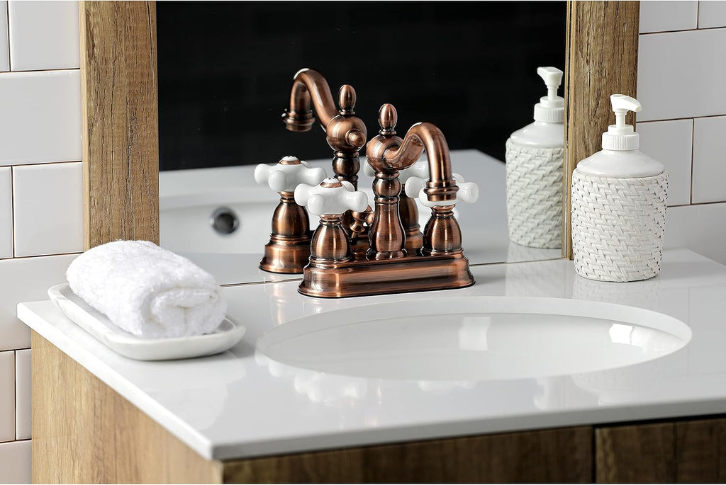 Kingston Brass KB160PXAC Heritage 4' Centerset Bathroom Faucet, Antique Copper,6.19 x 4.69 x 6.19