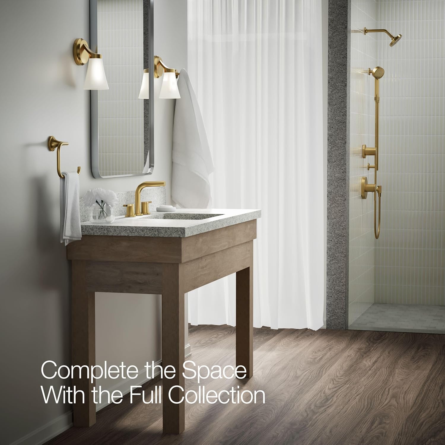 KOHLER K-33592-4K-2MB Elate® Widespread Bathroom Sink Faucet, Durable Brass Bathroom Faucets, Sleek Finish, 1.0 GPM, Vibrant Brushed Moderne Brass
